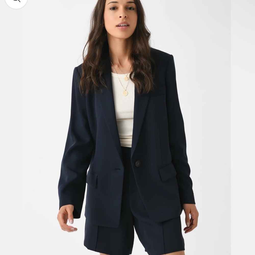 NWT Vince Blazer Jacket Soft Suiting Single Breasted Women 00 Navy Blue Business